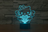 3D 7 Color Hello Kitty Illusion Lamp V2 with Remote Control